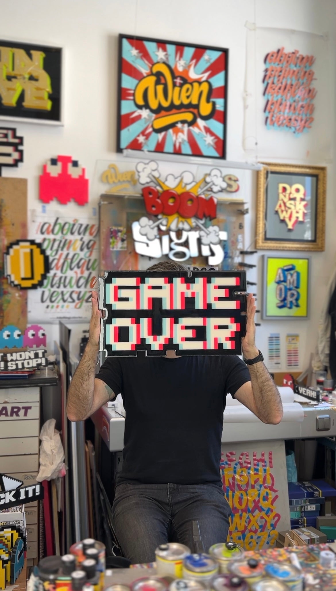 GAME OVER! (groß) multicolor, Glitsch / Unikat - kostenloser Versand / free shipping!